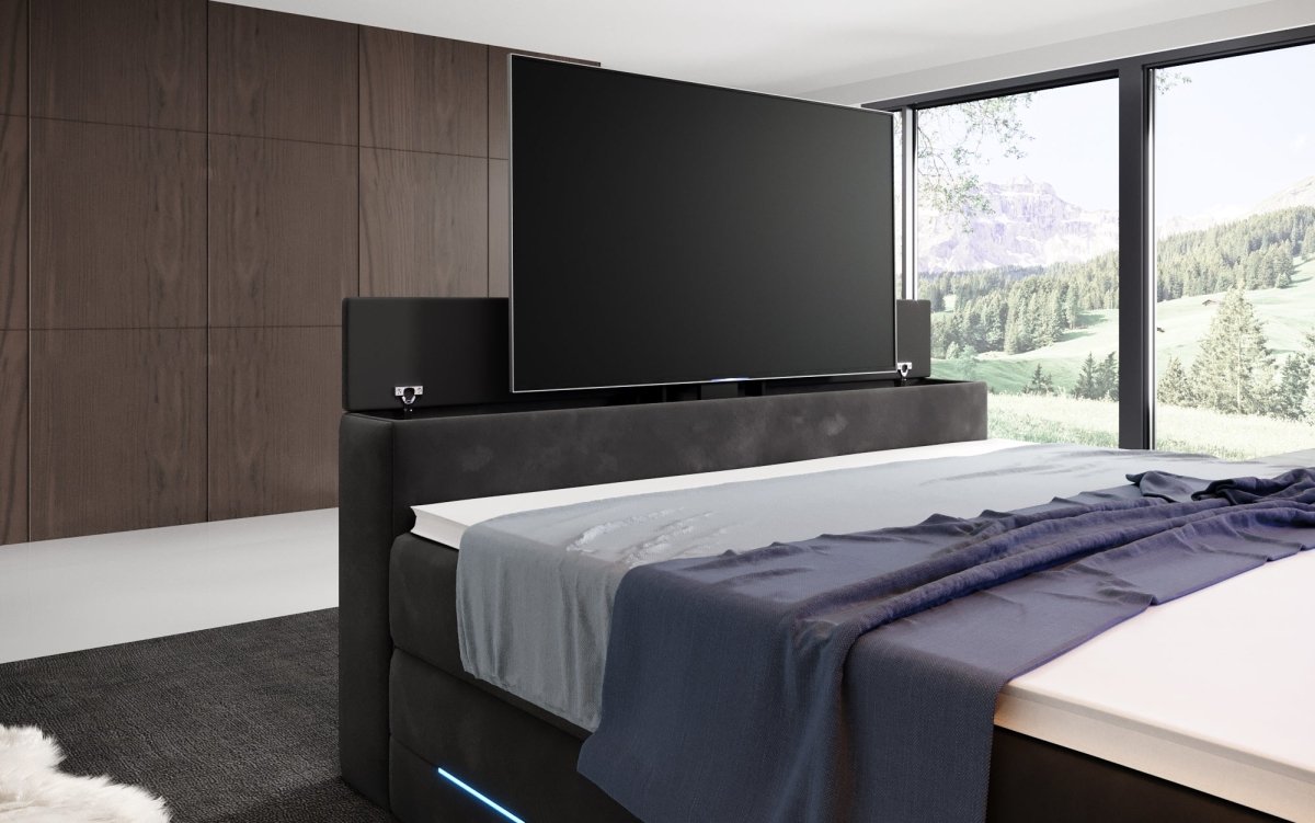 Boxspringbett Pluto mit TV Lift, RGB und Stauraum - Luxusbetten24