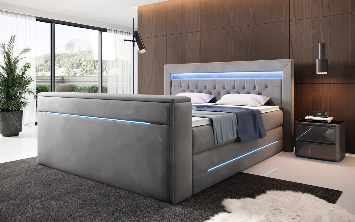 Boxspringbett Pluto mit TV Lift, RGB und Stauraum - Luxusbetten24