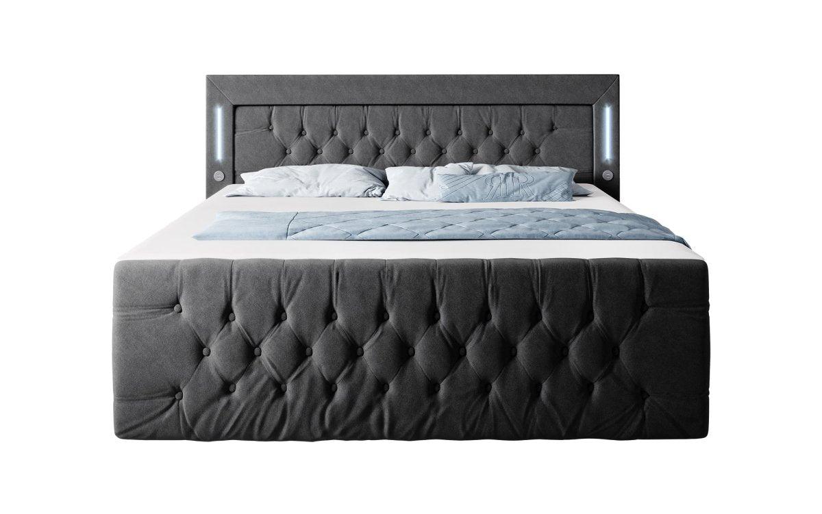 Boxspringbett Queen mit LED, USB und Stauraum - Luxusbetten24