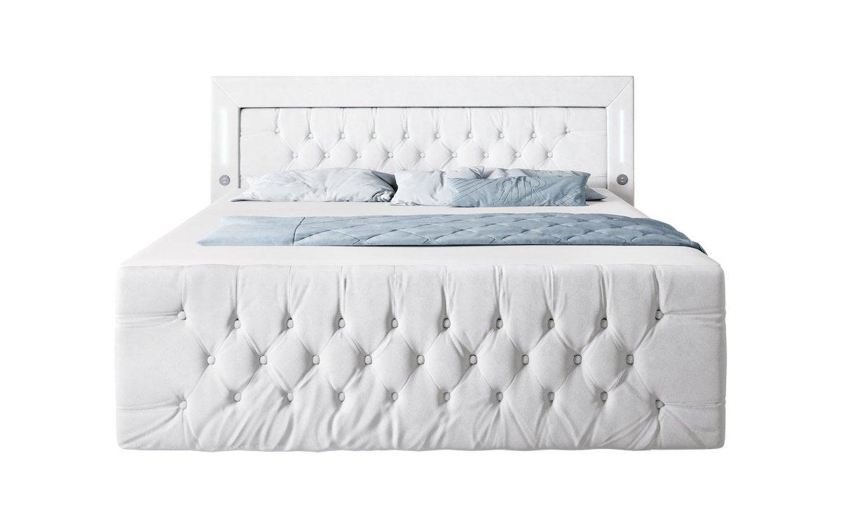 Boxspringbett Queen mit LED, USB und Stauraum - Luxusbetten24