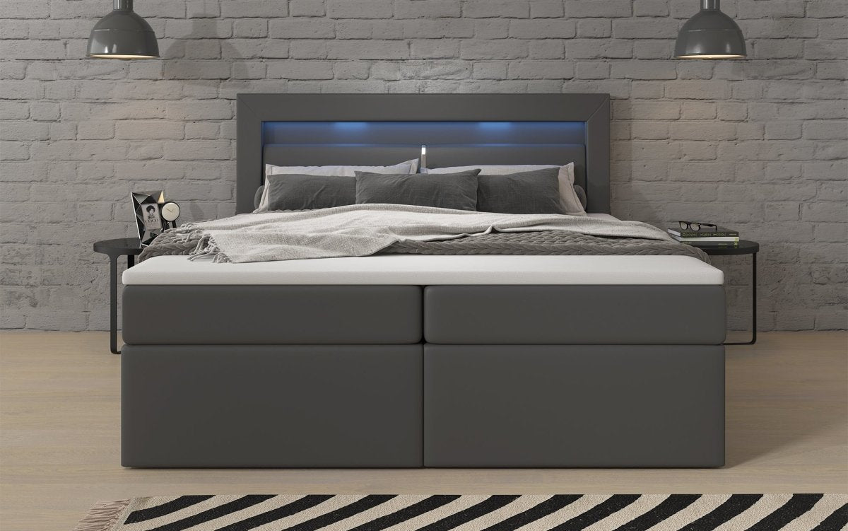 Boxspringbett Reposito mit LED, USB und Stauraum - Luxusbetten24