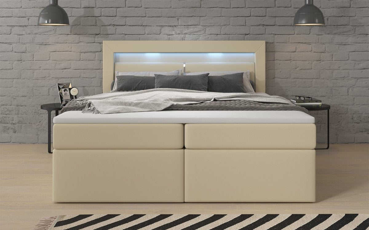 Boxspringbett Reposito mit LED, USB und Stauraum - Luxusbetten24