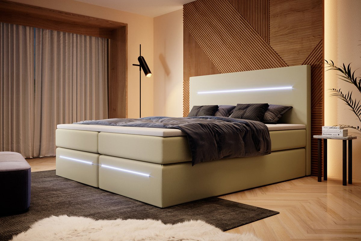 Boxspringbett Sejour mit LED u. Stauraum - Luxusbetten24