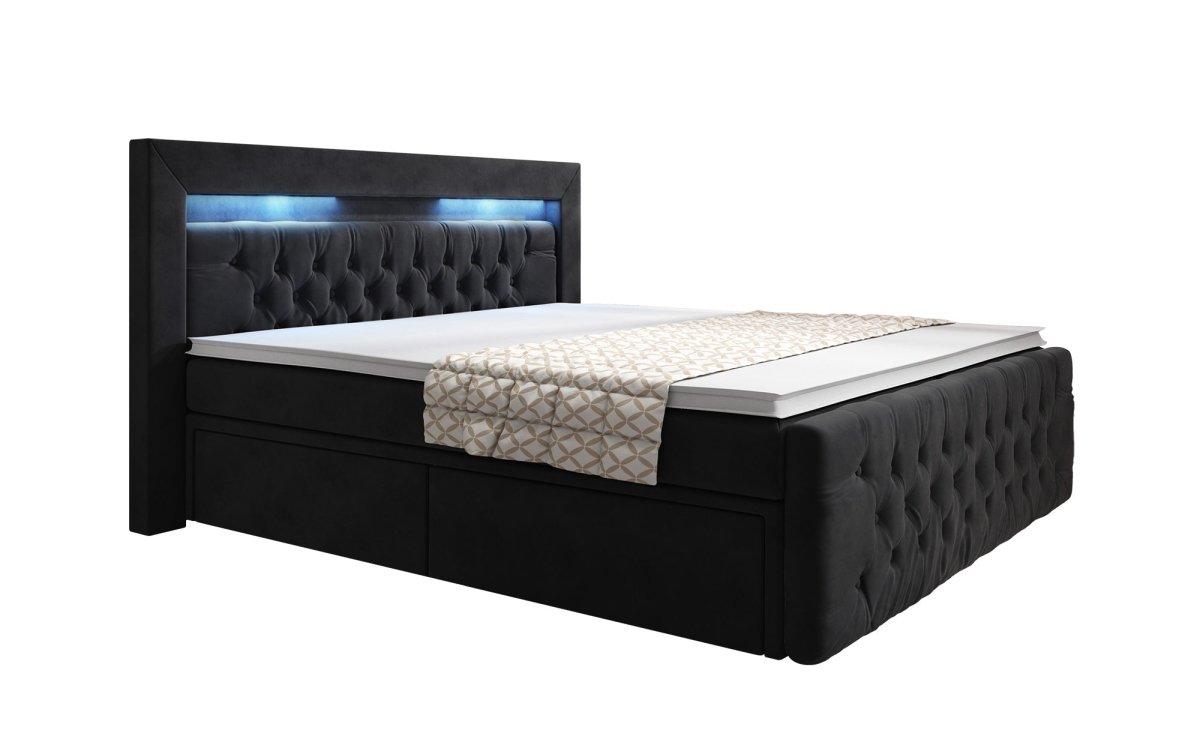 Boxspringbett Sera mit LED und Stauraum (4 Schubladen) - Luxusbetten24