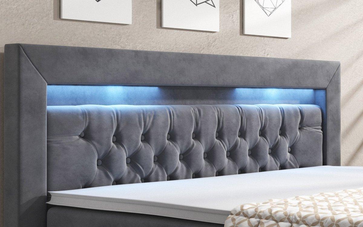 Boxspringbett Sera mit LED und Stauraum (4 Schubladen) - Luxusbetten24