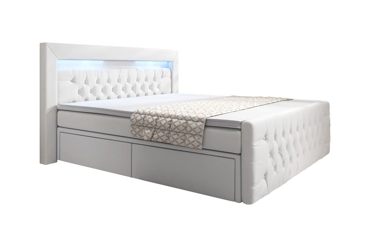 Boxspringbett Sera mit LED und Stauraum (4 Schubladen) - Luxusbetten24