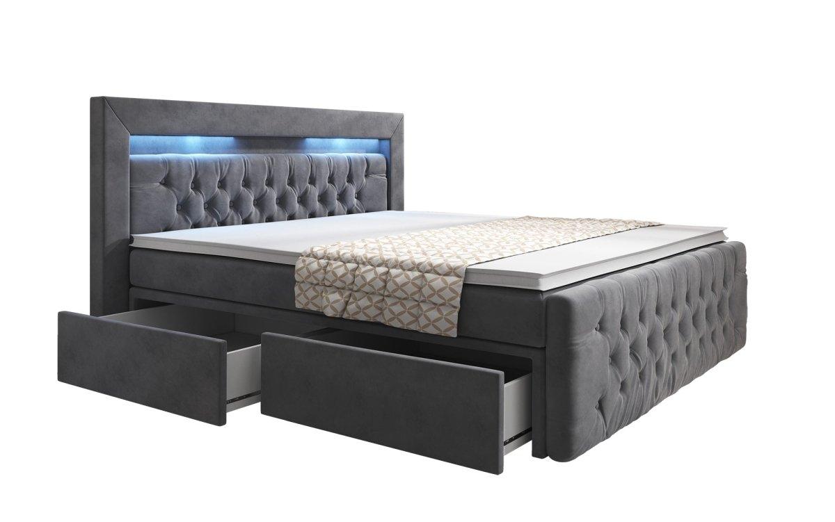 Boxspringbett Sera mit LED und Stauraum (4 Schubladen) - Luxusbetten24