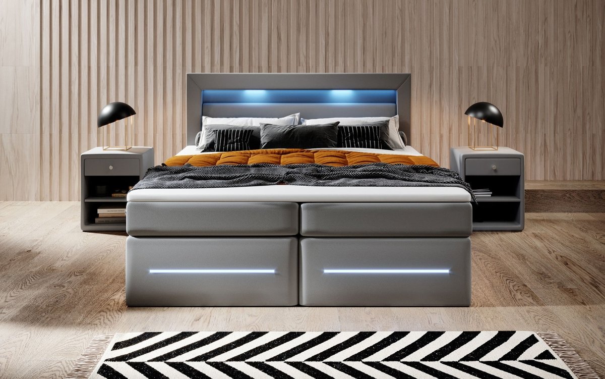 Boxspringbett Sevilla mit LED und Stauraum - Luxusbetten24