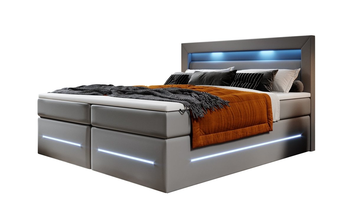 Boxspringbett Sevilla mit LED und Stauraum - Luxusbetten24