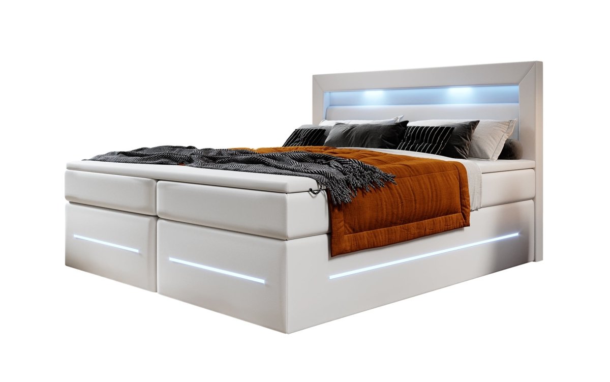 Boxspringbett Sevilla mit LED und Stauraum - Luxusbetten24