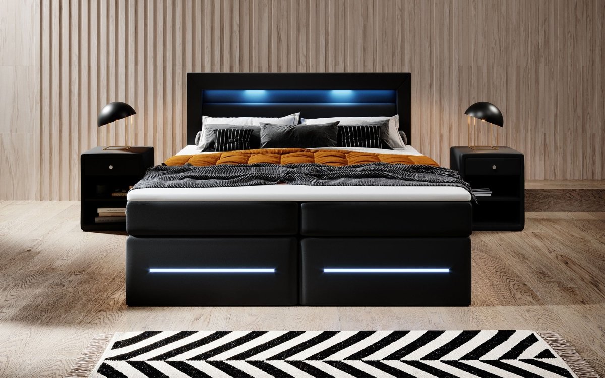 Boxspringbett Sevilla mit LED und Stauraum - Luxusbetten24