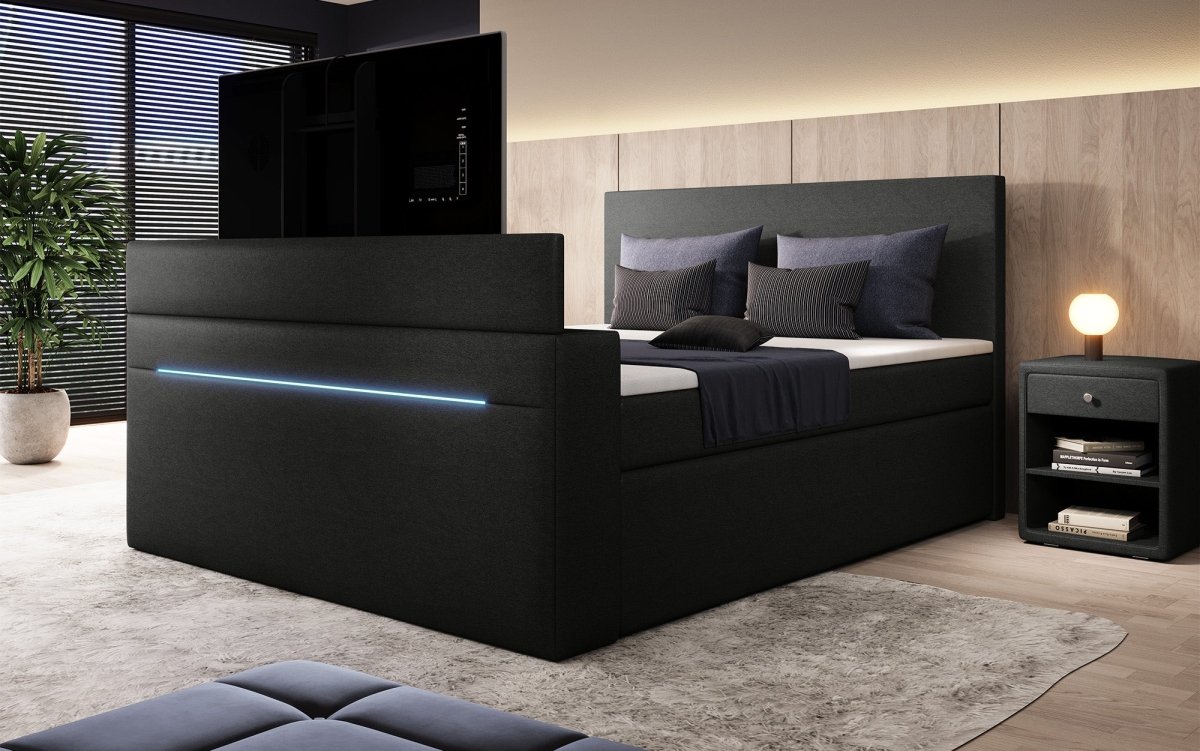 Boxspringbett Simple mit TV Lift und LED - Luxusbetten24