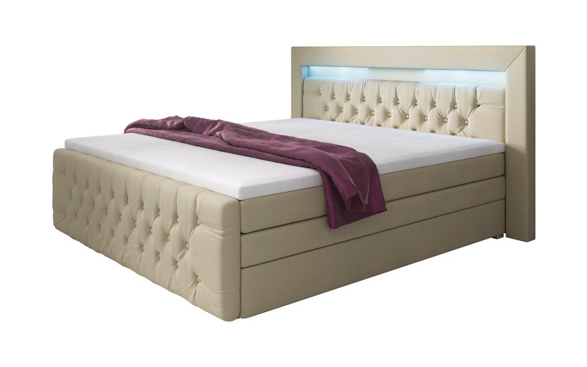 Boxspringbett Sonno mit RGB, USB und Stauraum - Luxusbetten24