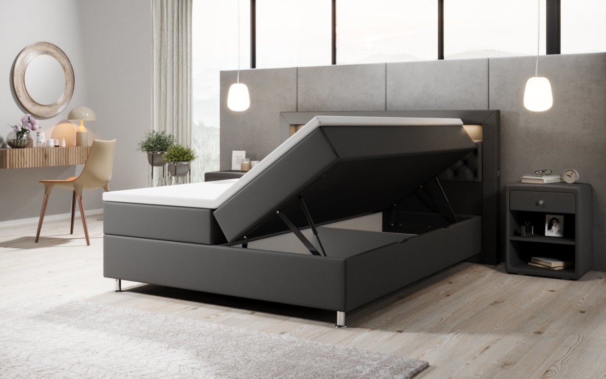 Boxspringbett Tesero mit USB, RGB und Stauraum - Luxusbetten24