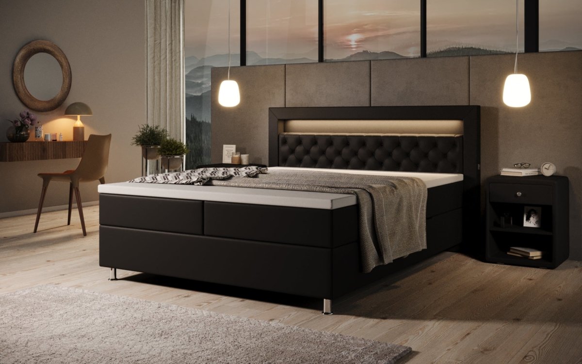 Boxspringbett Tesero mit USB, RGB und Stauraum - Luxusbetten24