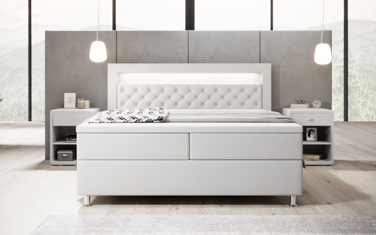 Boxspringbett Tesero mit USB, RGB und Stauraum - Luxusbetten24