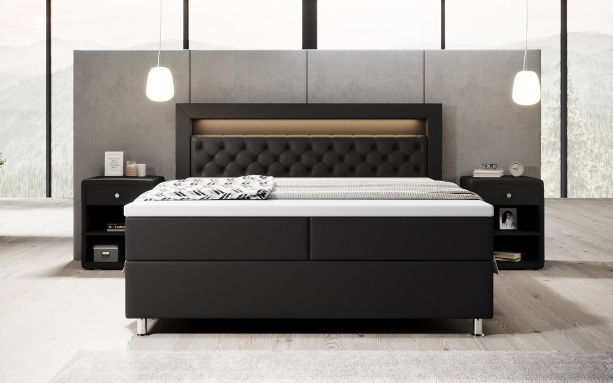 Boxspringbett Tesero mit USB, RGB und Stauraum - Luxusbetten24