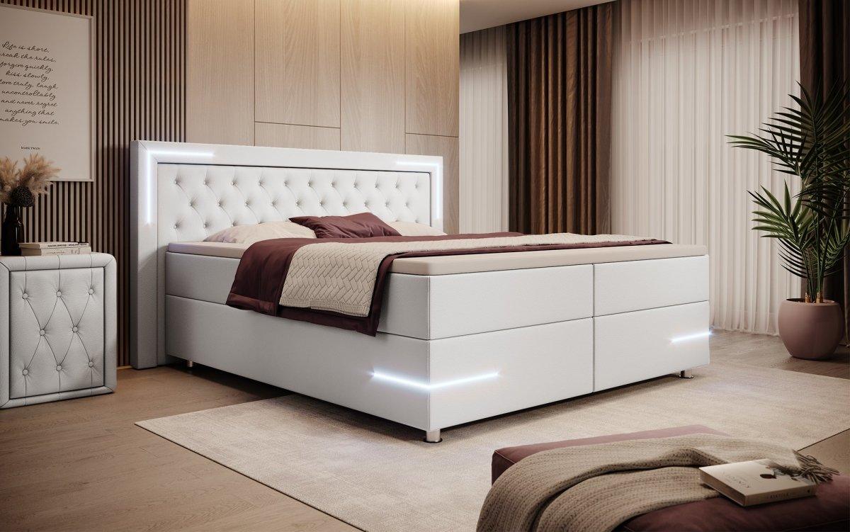 Boxspringbett Verona mit LED (Kunstleder) - Luxusbetten24