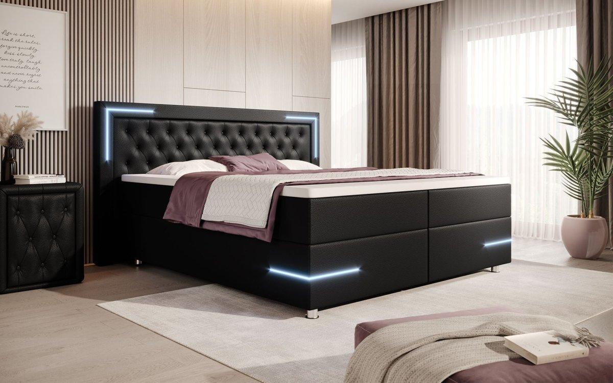 Boxspringbett Verona mit LED (Kunstleder) - Luxusbetten24