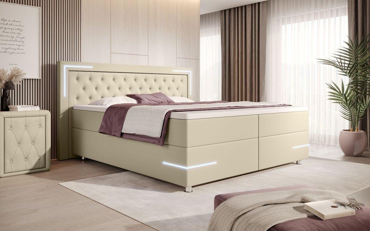 Boxspringbett Verona mit LED (Kunstleder) - Luxusbetten24