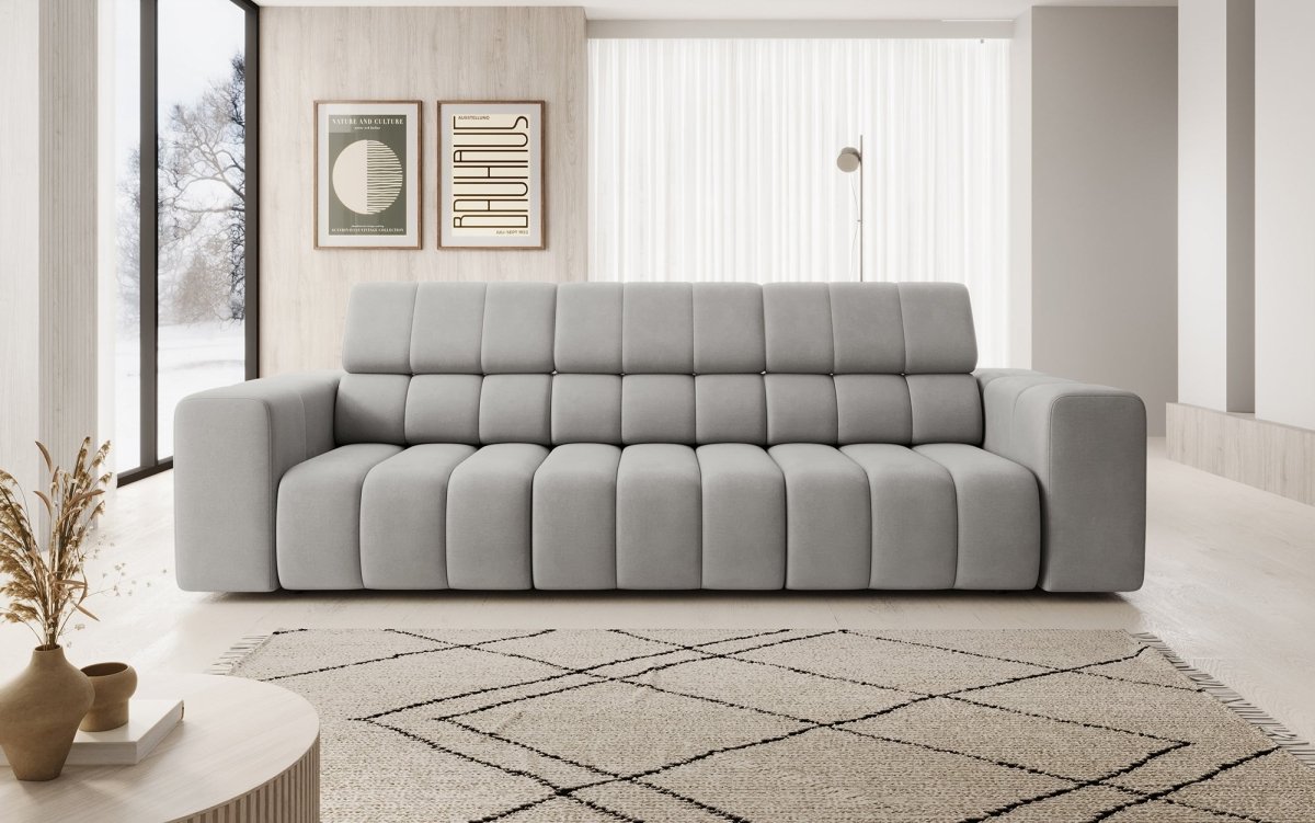 Designer 3er Sofa Aurora mit verstellbaren Kopfstützen - Luxusbetten24