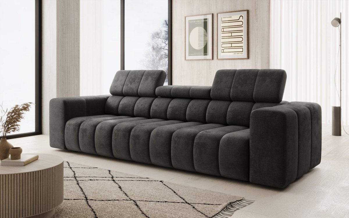 Designer 3er Sofa Aurora mit verstellbaren Kopfstützen - Luxusbetten24