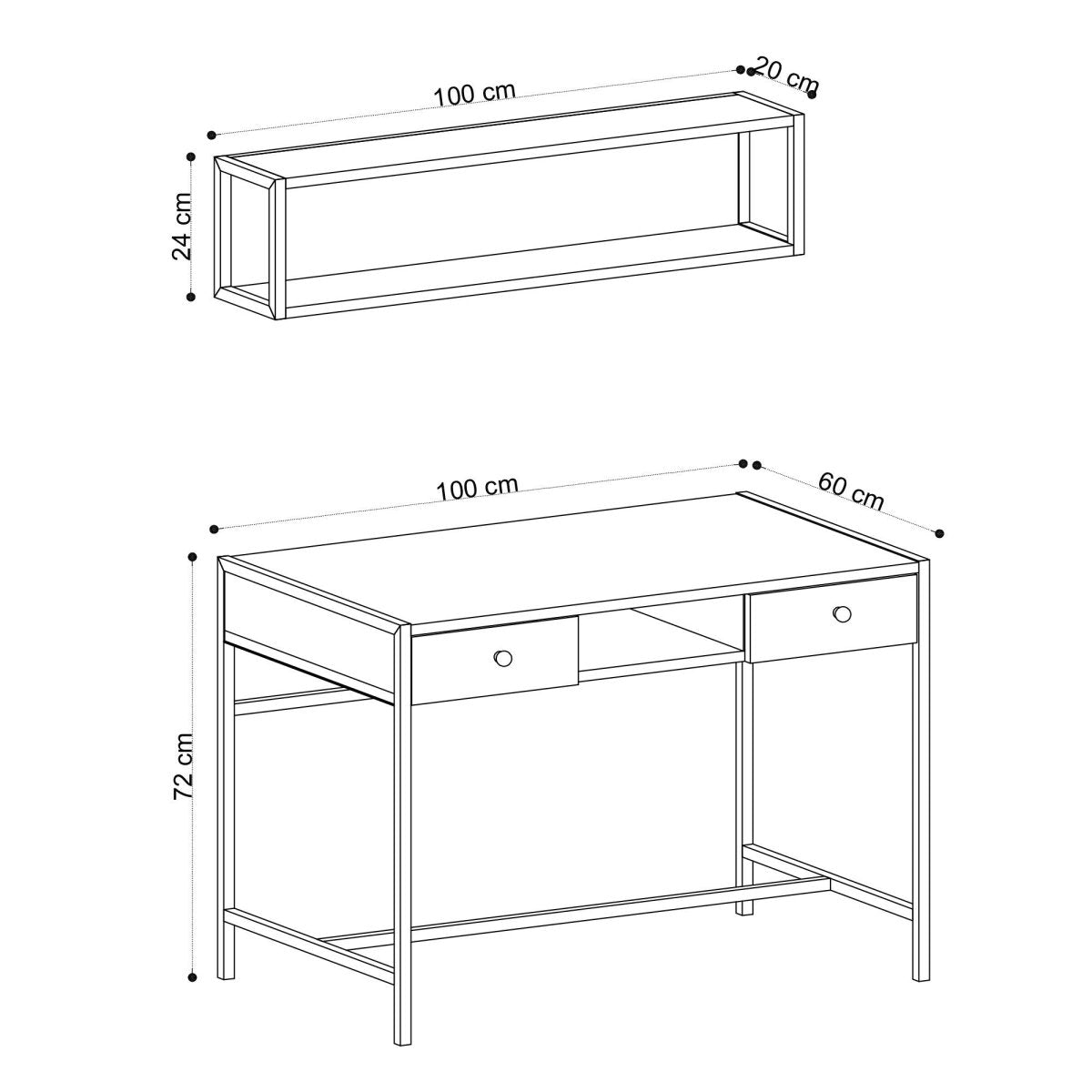 Designer Schreibtisch Seran inkl. Regal - Luxusbetten24