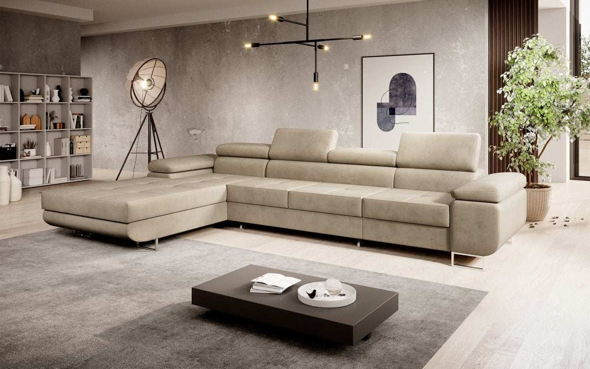 Designer Sofa Alonzo Maxi mit Schlaf- und Klappfunktion (Samt) - Luxusbetten24