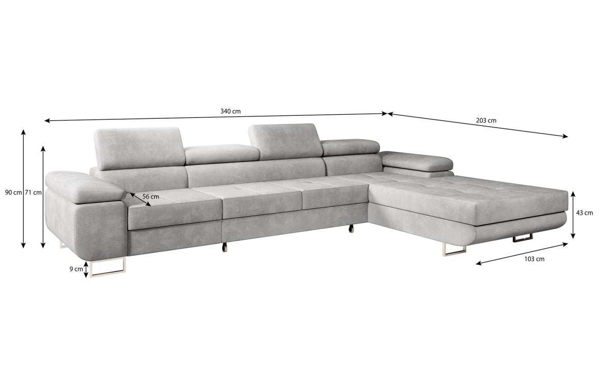 Designer Sofa Alonzo Maxi mit Schlaf- und Klappfunktion (Samt) - Luxusbetten24