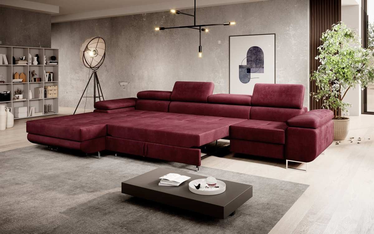 Designer Sofa Alonzo Maxi mit Schlaf- und Klappfunktion (Samt) - Luxusbetten24