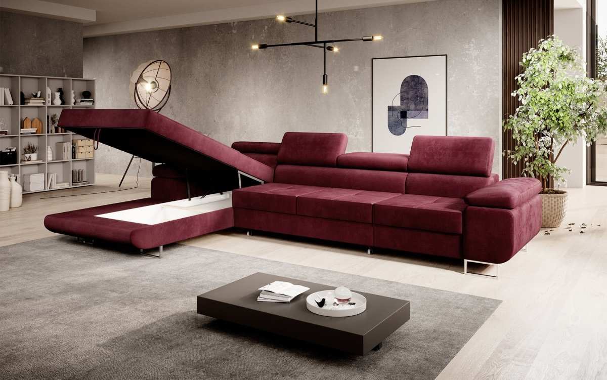 Designer Sofa Alonzo Maxi mit Schlaf- und Klappfunktion (Samt) - Luxusbetten24