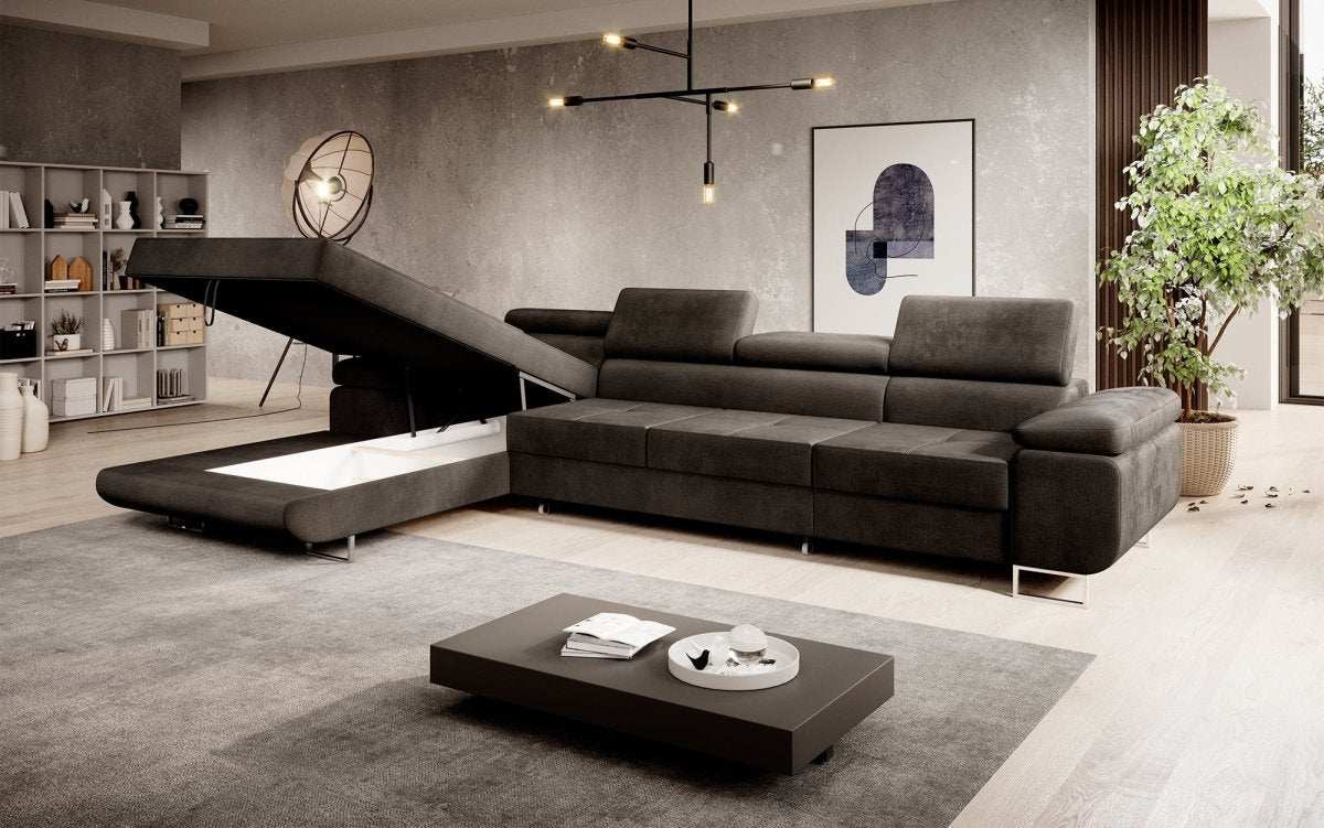 Designer Sofa Alonzo Maxi mit Schlaf- und Klappfunktion (Samt) - Luxusbetten24