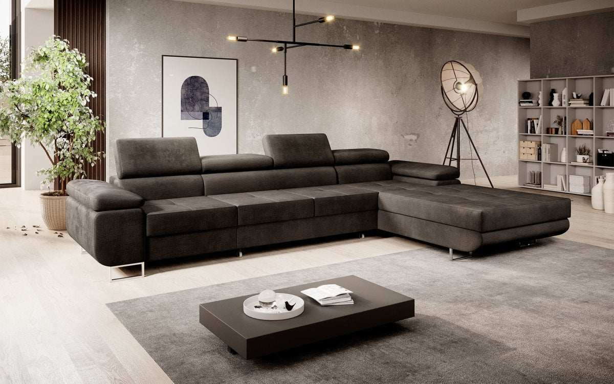 Designer Sofa Alonzo Maxi mit Schlaf- und Klappfunktion (Samt) - Luxusbetten24