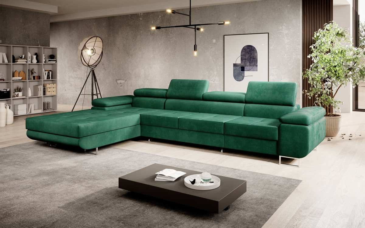 Designer Sofa Alonzo Maxi mit Schlaf- und Klappfunktion (Samt) - Luxusbetten24