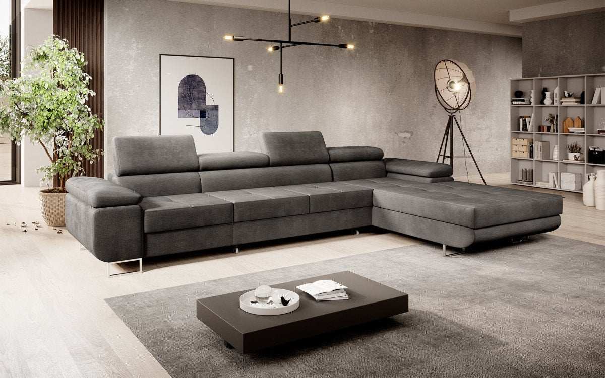 Designer Sofa Alonzo Maxi mit Schlaf- und Klappfunktion (Samt) - Luxusbetten24