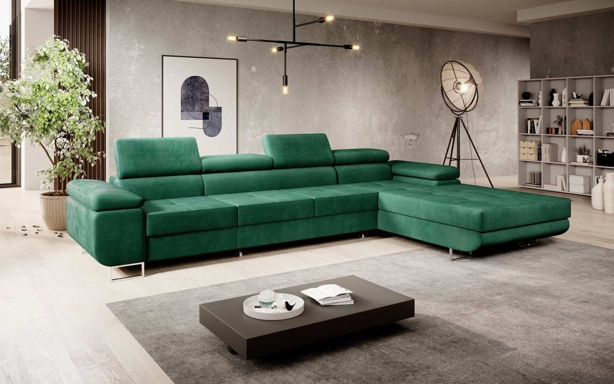 Designer Sofa Alonzo Maxi mit Schlaf- und Klappfunktion (Samt) - Luxusbetten24