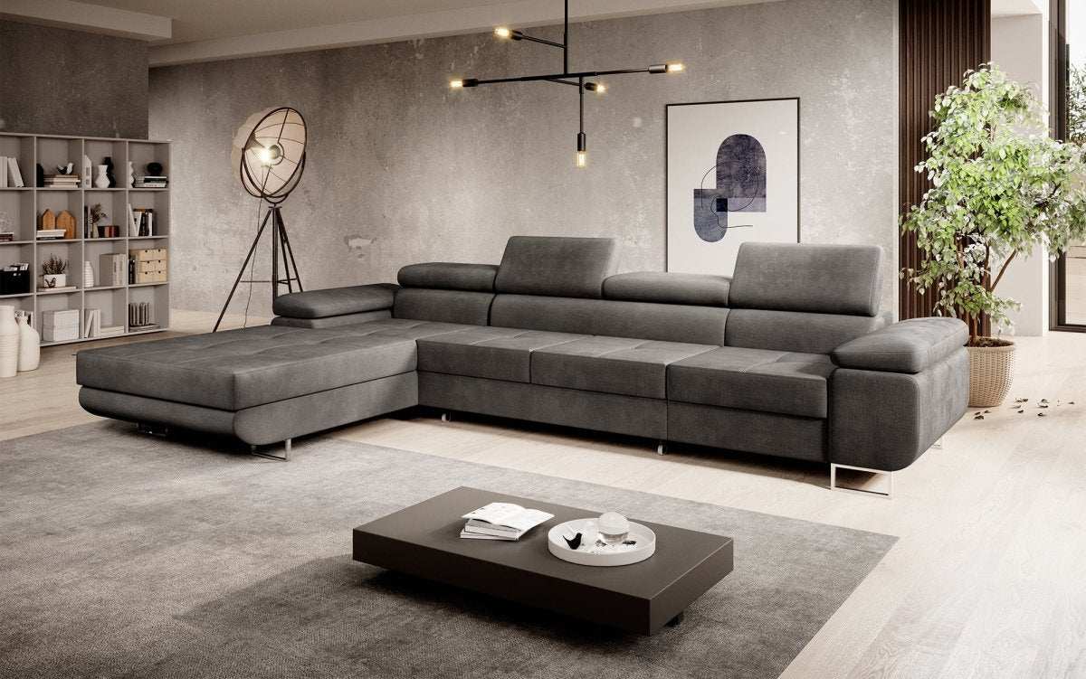 Designer Sofa Alonzo Maxi mit Schlaf- und Klappfunktion (Samt) - Luxusbetten24