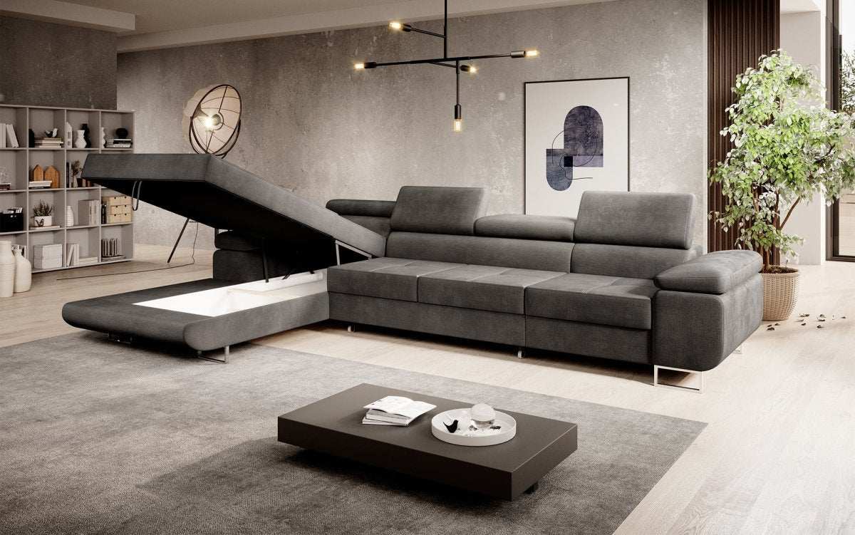 Designer Sofa Alonzo Maxi mit Schlaf- und Klappfunktion (Samt) - Luxusbetten24