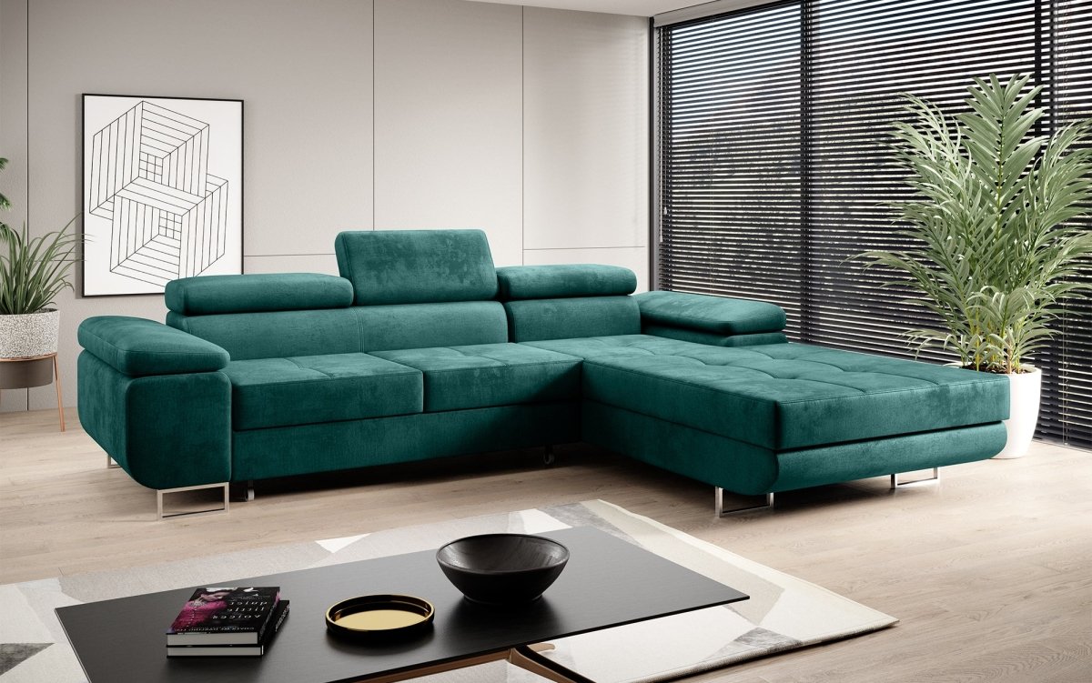 Designer Sofa Alonzo mit Schlaf- und Klappfunktion (Samt) - Luxusbetten24