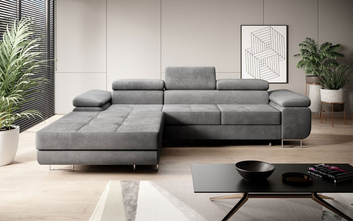 Designer Sofa Alonzo mit Schlaf- und Klappfunktion (Samt) - Luxusbetten24