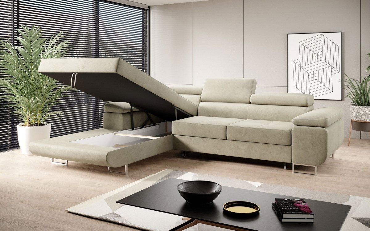 Designer Sofa Alonzo mit Schlaf- und Klappfunktion (Samt) - Luxusbetten24