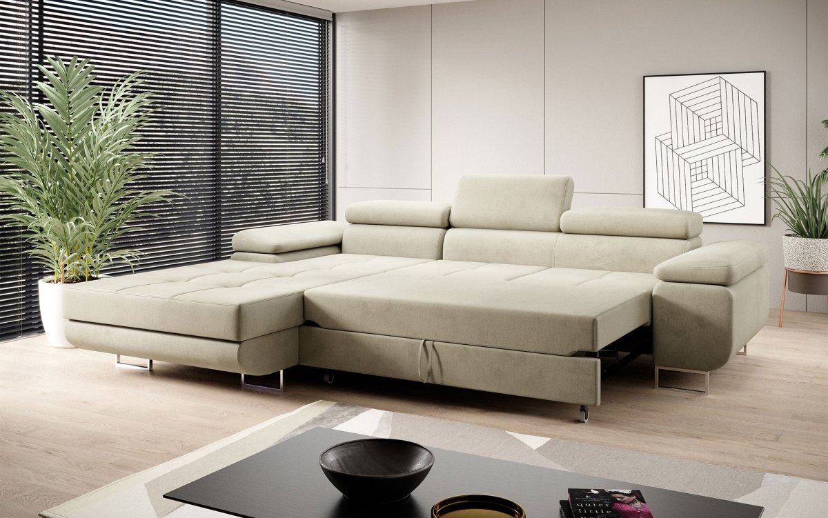 Designer Sofa Alonzo mit Schlaf- und Klappfunktion (Samt) - Luxusbetten24