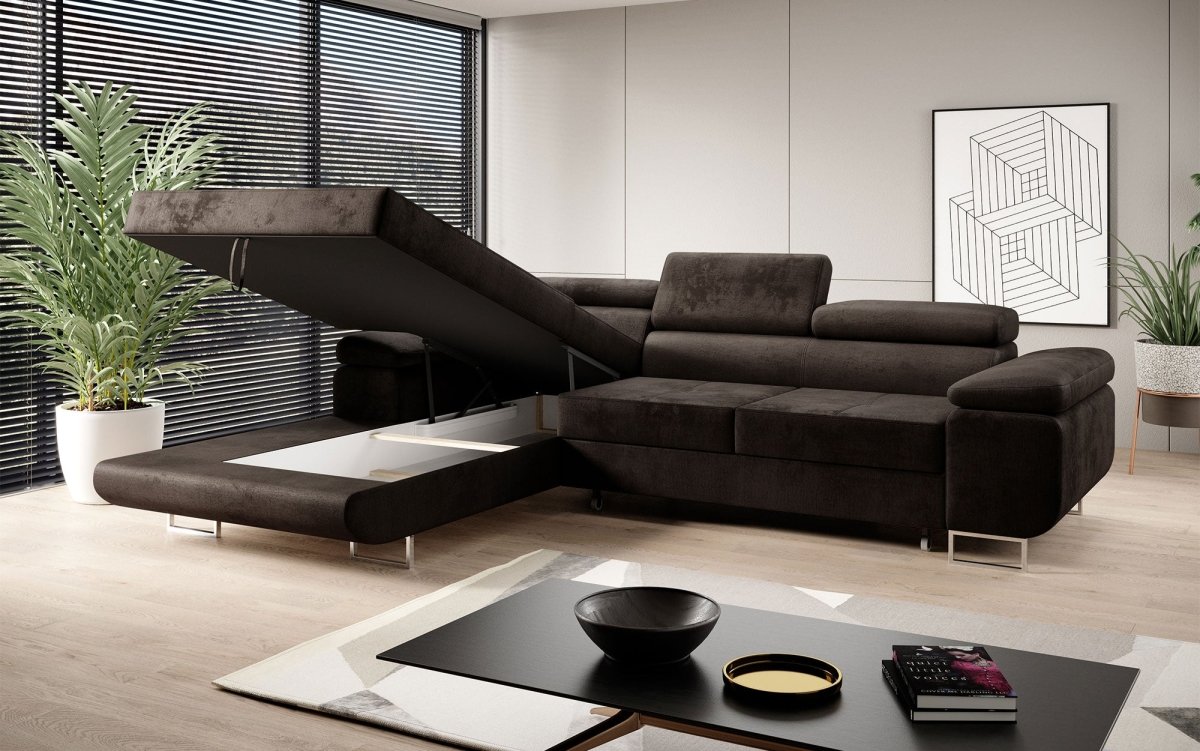 Designer Sofa Alonzo mit Schlaf- und Klappfunktion (Samt) - Luxusbetten24