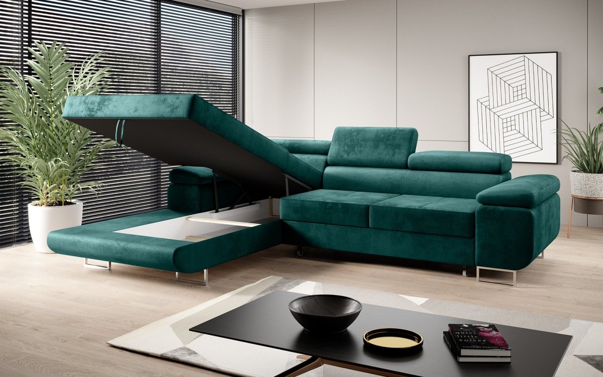 Designer Sofa Alonzo mit Schlaf- und Klappfunktion (Samt) - Luxusbetten24