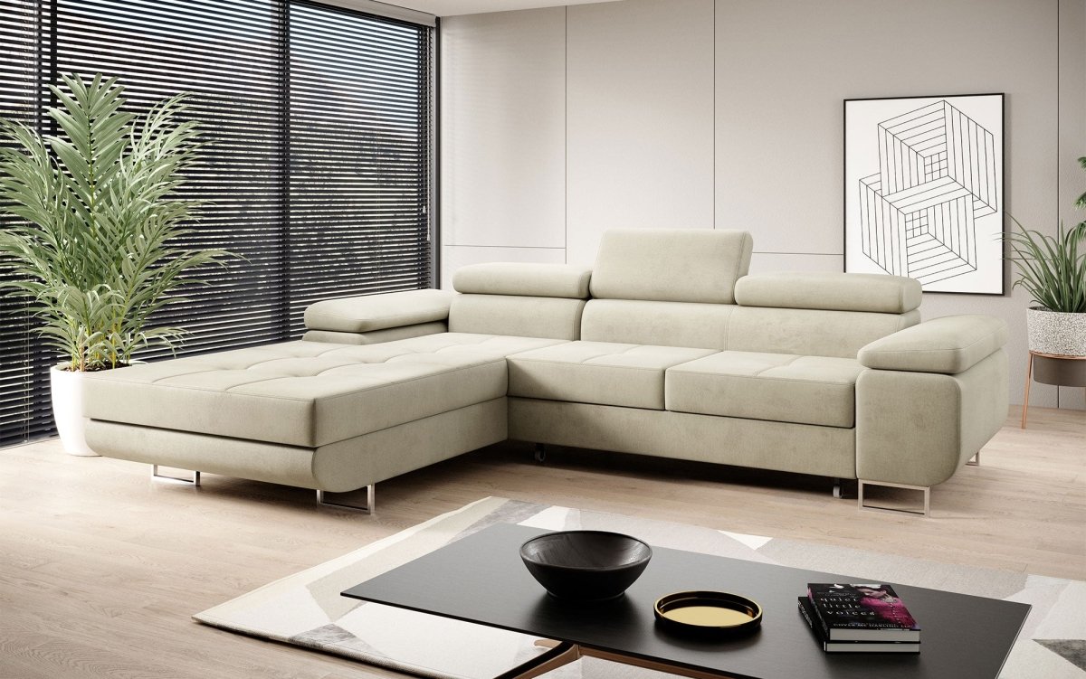 Designer Sofa Alonzo mit Schlaf- und Klappfunktion (Samt) - Luxusbetten24