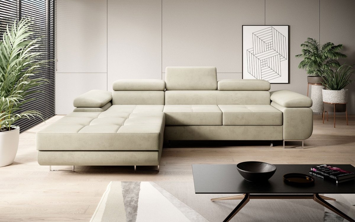 Designer Sofa Alonzo mit Schlaf- und Klappfunktion (Samt) - Luxusbetten24