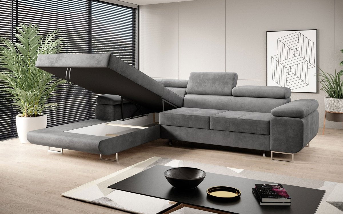 Designer Sofa Alonzo mit Schlaf- und Klappfunktion (Samt) - Luxusbetten24