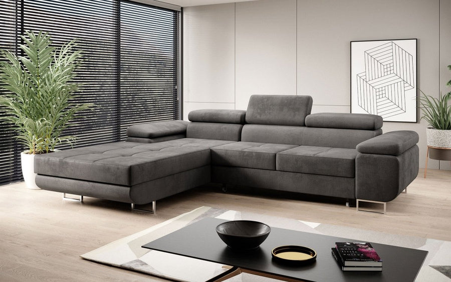 Designer Sofa Alonzo mit Schlaf- und Klappfunktion (Samt) - Luxusbetten24