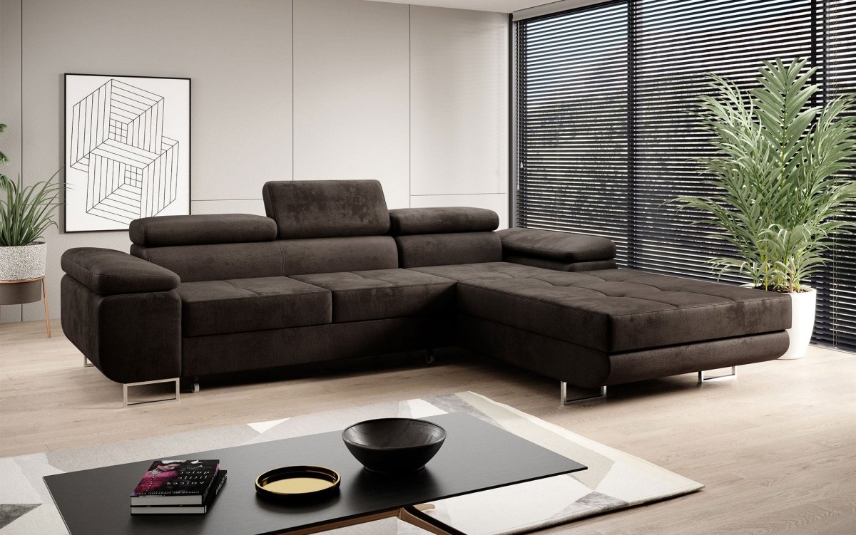 Designer Sofa Alonzo mit Schlaf- und Klappfunktion (Samt) - Luxusbetten24