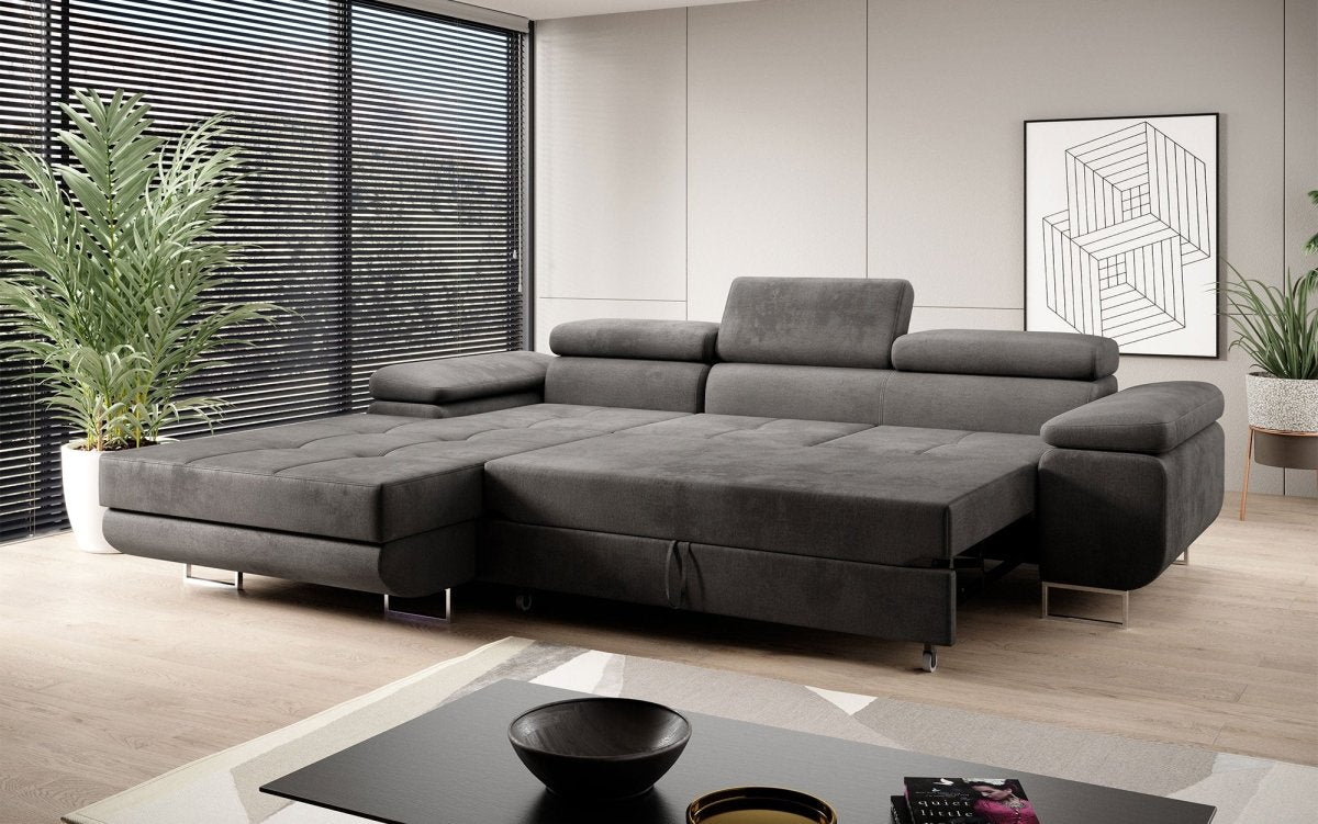 Designer Sofa Alonzo mit Schlaf- und Klappfunktion (Samt) - Luxusbetten24